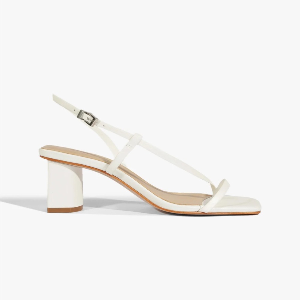 HELOISE MID BLOCK SANDAL in White leather